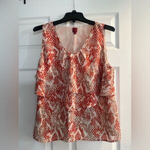 Chic Red and White Sleeveless Top